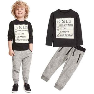 Baby Boy Toevallige Baby Jongens Pak Met Lange Mouwen Brief Print Tops Shirt + Broek 2 Stuks Sport Katoen Outfits kinderen Trainingspak Kleding