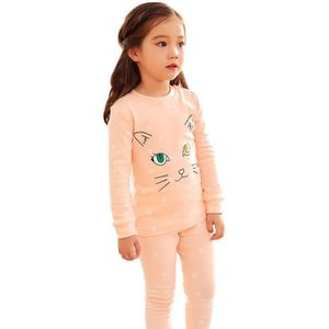 Kinderen Winter Lange Mouw Pyjama Meisjes Leuke Kat Print Ondergoed Pak Nachtkleding Homewear Nachtkleding