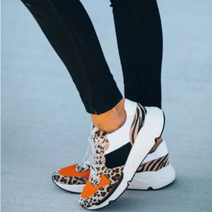 Vrouw Sneakers Mode Dikke Platform Luipaard Print Gevulkaniseerd Trainer Schoenen Plus Size Casual Ademend Wandelschoenen Flats Schoenen