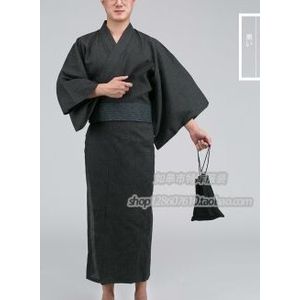 Herfst Traditionele Japanse Kimono met Obi en tas Mens 100% Katoen Badjas Mannelijke Kimono Nachtkleding Gewaad 101101