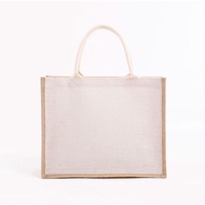 Herbruikbare Jute Tote Bag Eco Vriendelijke Jute Boodschappentassen Voor Winkelen Strand X7YA