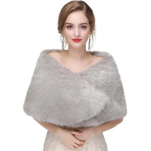 JaneVini Zwart Fur Bruids Sjaal Met Crystal Pin Faux Fur Stola Bruiloft Cape Wrap Womens Party Moet Wraps Winter jas