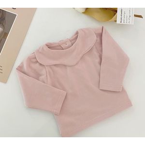 Herfst Pasgeboren Baby Meisje Wit/Roze T Shirts Baby Kids Lange Mouw Katoen Effen Blouses Tops T-shirts Peuter baby Kleding