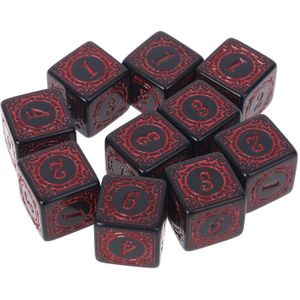 10Pcs D6 Polyhedrale Dobbelstenen Vierkante Randen Nummers 6 Zijdig Dices Kralen Tafel Board Rollenspel Game En brand
