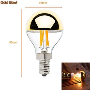 Grensk E14 Led Filament Dimbare Sliver Gloeilamp G45 Goud Spiegel Top Retro Globe Lamp 4 W Led Edison Bollen e12 Warm Wit 2700 K
