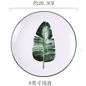 Groene Plant Keramische Plaat Creatieve Cartoon Fruitschaal Thuis Westerse Steak Plaat Kom Plaat Set Keramische Servies