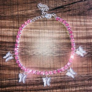 Stonefans Gouden Vlinder Tennis Enkelband Rhinestone Sieraden Voor Vrouwen Crystal Vlinder Hanger Enkelband Beach Voet Ketting Armband