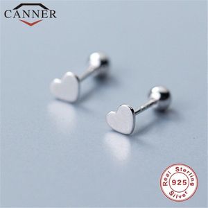 925 Sterling Zilveren Mini Hollow Heart Schroef Stud Oorbellen Voor Vrouwen Goud Zilver Kleur Meisje Minimalistische Sieraden Koreaanse Oorbellen