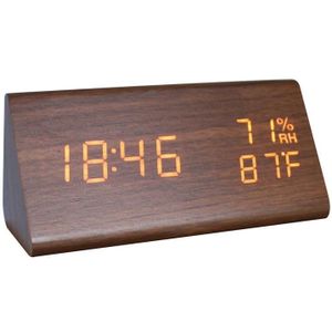 Digitale Houten Led Wekker Hout Retro Glow Klok Desktop Tafel Decor Voice Control Snooze Functie Desk Klokken Usb/ aaa