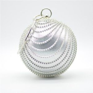 Sliver Diamonds Rhinestone Round Ball Evening Bags for Women Mini Tassels Clutch Ladies Ring Handbag Clutches