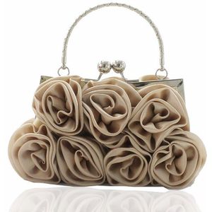 Elegante Zijden Clutch Bag Bruiloft Avond Tassen Voor Vrouwen Kleine Handtassen Soft Surface Rose Bloemen Purse Tassen Met Ketting Vrouwelijke