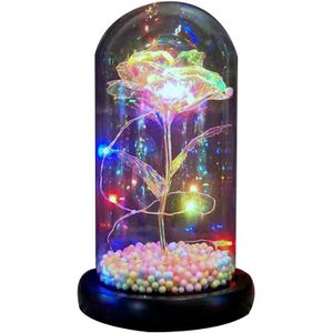 In Kolf Led Rose Flower Light Black Base Glass Dome Beste Licht Kunstmatige Bloemen Voor Moederdag Valentijnsdag H