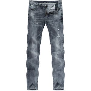 Kstun Jeans Mannen Ripped Mannen Slim Fit Jeans Zomer Stretch Retro Grijs Jeans Heren Denim Broek Verontruste Streetwear Hip hop Jeans