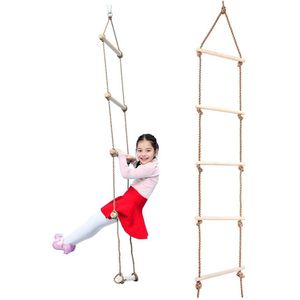 Kids Kinderen Indoor En Outdoor Speelhuisje Houten 5 Rungs Touw Klimmen Ladder Speelgoed Veiligheid Grappig Speelgoed