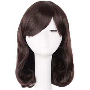 Fei-Tonen Synthetisch Haar Hittebestendige Fiber Korte Golvend Pruiken Kostuum Cosplay Halloween Vrouwen Geneigd Pony Carnaval Haarstukje