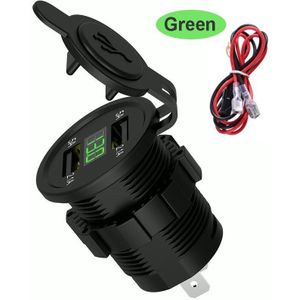 Dual Usb Lader Sigarettenaansteker Stopcontact 4.2A Met Voltmeter & Draad In Lijn 10A Zekering Voor 12-24V Auto Boot Motorfiets