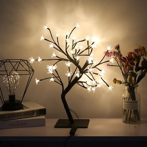 HobbyLane Touch Screen Simuleren Kersenboom Vorm Night Light voor Slaapkamer Studie Decoratie Woonkamer Decoratie Tafellamp