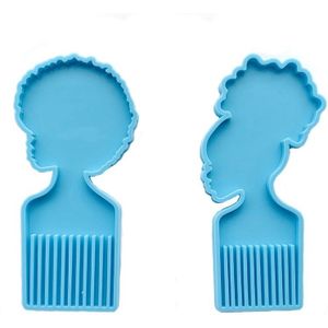 Afro Vrouwelijke Haar Pick Kam Hars Mallen Hoofd Grote Schoonheid Siliconen Mallen Voor Hars 2 Pcs