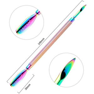 1Pcs Dual-Ended Rvs Cuticle Pusher Chameleon Regenboog Kleur Dode Huid Remover Manicure Nail Art Care Tool