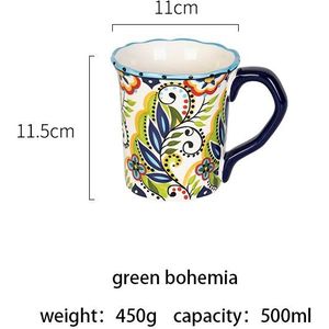 Mdzf Sweethome 500Ml Grote Bohemian Mok Keramische Cup Ontbijt Koffie Melk Thee Vruchtensap Paar Cup Drinkwaren Tool