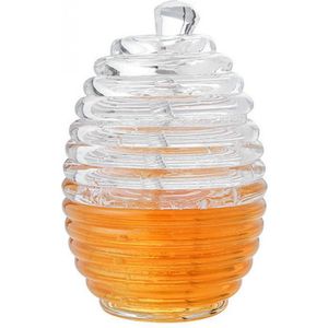 265 ml Transparante Bijenkorf-vormige Honing Pot met Druppelaar Stok voor Het Opslaan en Doseren Honing Honing jar 123