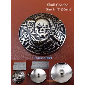(KB709) 3 soorten Zilveren Lederen Craft 1-1/8 ''Westerse Schedel Concho Knop Zadel Tack Riem Concho Tool Set- naaien Stiksels