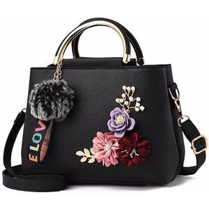 Handtassen Voor Vrouwen Bloem Tas Vrouwelijke Lederen Messenger Bags Bont Bal Crossbody Schoudertassen Bakken Bolsa Feminina