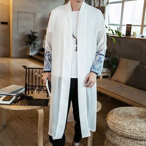 Traditionele chinese kleding voor mannen strand kimono vest lange kimono vesten gevoel kleding zomer TA267