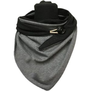 Vrouwen Mannen Winter Effen Kleur Driehoek Sjaal Met Knop Clip Thicken Warm Winddicht Shawl Wrap Koud Weer Thermische Nek