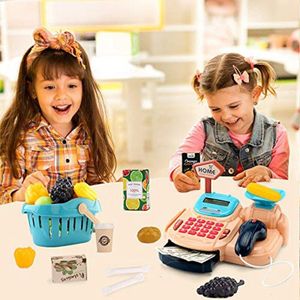 Kassa Voor Kid Pretend Play Supermarkt Winkel Speelgoed Met Geluid, Schaal, Scanner, Rekenmachine, credit Card, Kruidenier