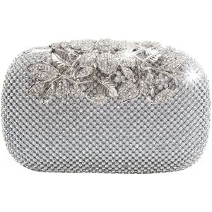 Unieke Sluiting Zilver Diamante Crystal Diamant Avondtasje Clutch Purse Party Bridal Prom