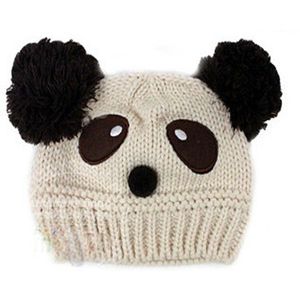 Peuters Kleurrijke Fluwelen Gebreide Cap Winter Oor Warmer Bow Haarband Cap Cartoon Panda Bal Beanie Cap voor Baby Jongens Meisjes