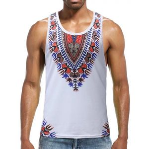 Volwassen Mannen Casual Afrikaanse Dashiki Slim Tank Tops Mouwloos Singlet T-shirt Fitness Onderhemd Wit Vest 3X-Large Tee Voor Man