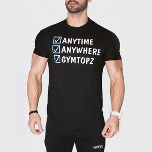 Gitf Mannen Running Jogging Katoenen T-shirt Gym Fitness Bodybuilding Workout Training Korte Mouwen T-shirts Man Tees Tops Kleding