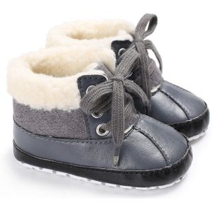 Pasgeboren Baby Peuter Jongens Warm Ankle Snowboots Crib Lace-Up Pu Schoenen Anti-Slip Sneakers Blauw Zwart grijs Winter Warm Houden Schoenen