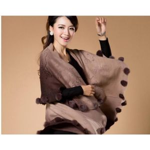 Koreaanse imitatie konijnenbont bal gebreide kasjmier trui sjaal cape jas mantel Middelbare Leeftijd moeder mode cape sjaal vest trui