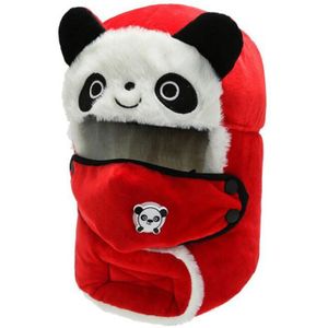 Kinderen Winter Hoed Dikke Plus Fluwelen Oorbeschermers Kinderen Warm Leuke Panda Oorbeschermers Mode Straat Toevallige Gezichtsmasker Caps