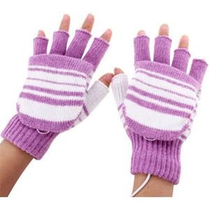 Winter Gebreide Handschoenen Usb Verwarmde Half Vinger Handschoenen Wasbare Vingerloze