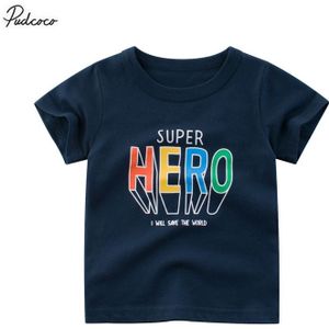 Baby Kids Jongens Zomer Ademend T-shirt Creatieve Kleurrijke Brief Korte Mouw Ronde Kraag Top Kinderen Casual Kleding