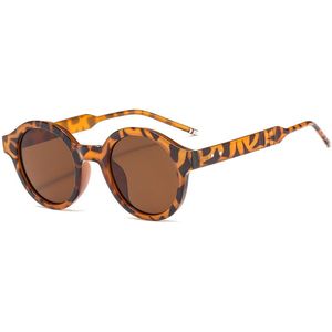 Mode Retro Luipaard Zonnebril Voor Mannen En Vrouwen Textuur Ronde Frame Zonnebril