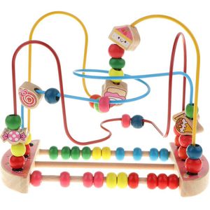 Baby Activiteit Eerste Bead Coaster Doolhof Puzzel, peuter Baby Houten Achtbaan Schuiven Kralen Spel Vroege Onderwijs Speelgoed-Snoep