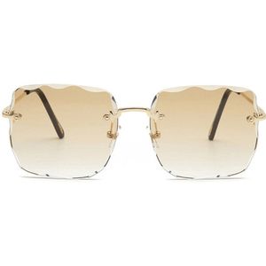 Vierkante Onregelmatige Zonnebril Metalen Frameloze Getrimd Zonnebril Jelly Elegante Vrouwen Oceanen Mode Grote Bril Verkoop
