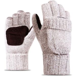 Yrrety Unisex Plus Dikke Mannelijke Vingerloze Handschoenen Mannen Wol Winter Warm Blootgesteld Vinger Wanten Gebreide Warme Flip Half Vinger Handschoenen