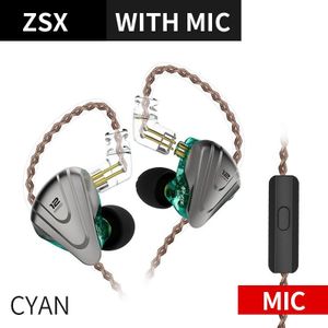 Kz Zsx Metal Koptelefoon 5BA + 1DD Hybride Technologie 12 Driver Hifi Bass Oordopjes In Ear Monitor Hoofdtelefoon Noise Cancelling headset