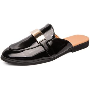 Zwart Half Schoenen Voor Mannen Lakschoenen Casual Luxe Schoenen Mannen Mode Zapatos Charol Hombre Erkek Deri Ayakkabi Slippers