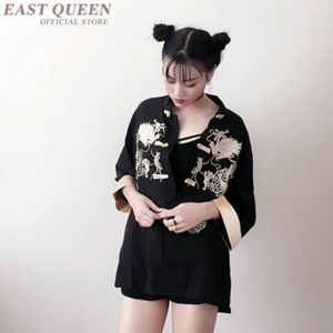 Taditional Chinese Shirt Vrouwen Tops Online Chinese Winkel Shirt Chinese China Casual Kleding Print Black Womens Shirts FF572 Een
