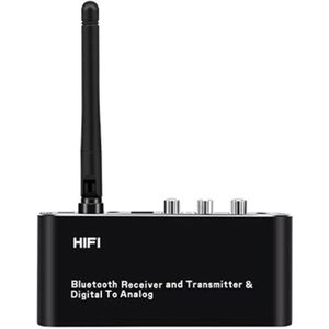 Bluetooth 5.1 Geluidsontvanger Zender, AUX Glasvezel Coaxiale HiFi Geluidsadapter Ondersteuning U Disk, Geheugenkaart voor TV Computer Home Stereo