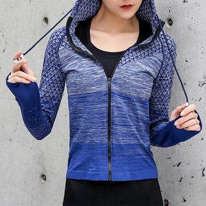 Vrouwen Outdoor Fitness Top Sport Shirt Vrouwen Running Jacket Hooded Yoga Jas Rits