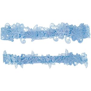 Vrouwen Borduren Bloemen Kant Dij Ringen Set Wedding Prom Bridal Decoratieve Stretch Band Effen Kleur Hollow Been