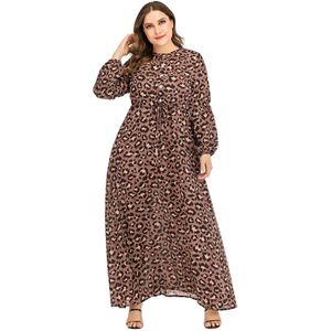 Plus Size Vrouwen Lange Jurk Moslim Casual Losse Abaya Kaftan Robe Lange Mouwen Islamitische Ronde Kraag Caftan Gown Cocktail Kleding